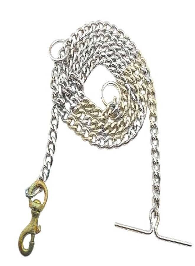 RoverPets Dog Chain Leash with Diamond Cut Design - Strong No. 8 Chain with Brass Hook for Large Breeds - Durable, Heavy-Duty Lead for Outdoor Walks & Training (Silver) - Image 1